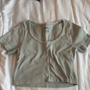 Garage Light Green Ribbed Crop Top